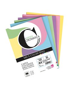 Risma 100 fg Cromatica 160gr A4 colori assortiti tenui CWR 12304/100 CWR CARTONCINO COLORATO