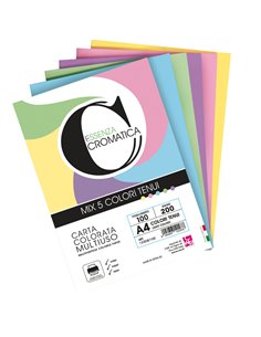 Risma 100 fg Cromatica 200gr A4 colori assortiti tenui CWR 12308/100 CWR CARTONCINO COLORATO