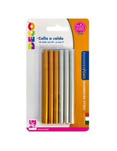 12 stick colla a caldo oro e argento Ø.7mm - lungh.10cm DECO 13034