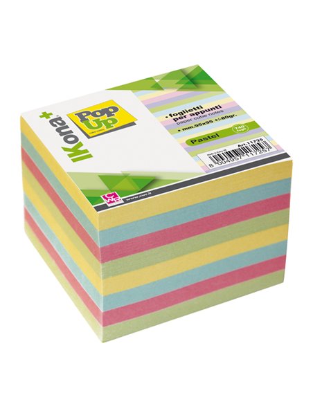 Cubo foglietti carta colori pastello 740fg 9,5x9,5cm IKONA+ 11725 IKona+ BLOCCHI A CUBO-BLOCCHI NUMERATI