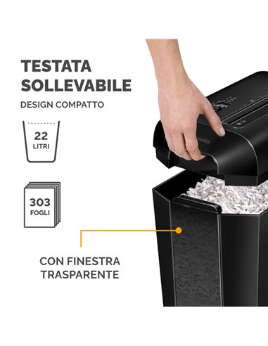 Distruggidocumenti a frammenti LX65 Nero Fellowes 4400701 FELLOWES A FRAMMENTI E MICROFRAMMENTI