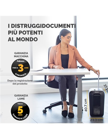 Distruggidocumenti a frammenti LX65 Nero Fellowes 4400701 FELLOWES A FRAMMENTI E MICROFRAMMENTI