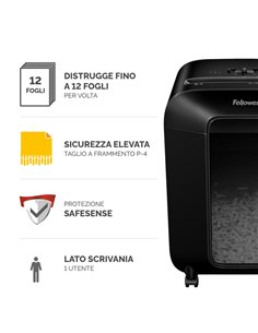 Distruggidocumenti a frammenti LX85 Nero Fellowes 4400801 FELLOWES A FRAMMENTI E MICROFRAMMENTI 2