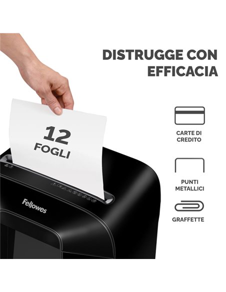 Distruggidocumenti a frammenti LX85 Nero Fellowes 4400801 FELLOWES A FRAMMENTI E MICROFRAMMENTI