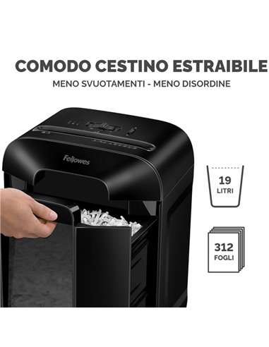 Distruggidocumenti a frammenti LX85 Nero Fellowes 4400801 FELLOWES A FRAMMENTI E MICROFRAMMENTI
