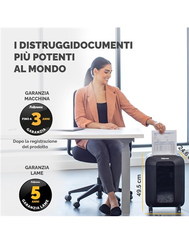 Distruggidocumenti a frammenti LX85 Nero Fellowes 4400801 FELLOWES A FRAMMENTI E MICROFRAMMENTI
