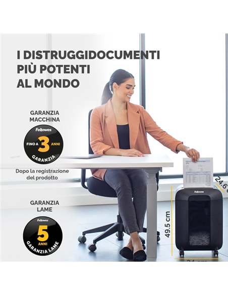 Distruggidocumenti a frammenti LX85 Nero Fellowes 4400801 FELLOWES A FRAMMENTI E MICROFRAMMENTI