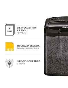 Distruggidocumenti a frammenti M-7CM Nero Fellowes 4701801 FELLOWES A FRAMMENTI E MICROFRAMMENTI 2