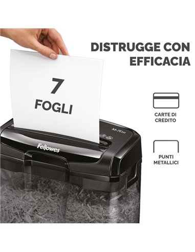 Distruggidocumenti a frammenti M-7CM Nero Fellowes 4701801 FELLOWES A FRAMMENTI E MICROFRAMMENTI