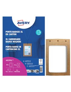 Conf. 50 Porta Badge A6 in cartoncino plastificato,105x148mm, Laser/Inkjet Avery 4839XL