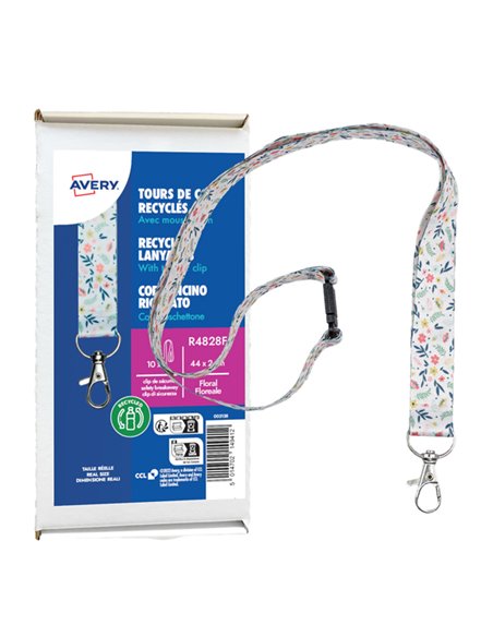 Conf. 10 Cordoncino riciclato fantasia floreale 440x20mm, Rpet Avery R4828F