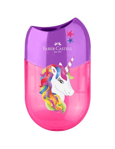 Temperamatite c/serbatoio 2 fori unicorno e dinosauro Faber Castell 183551 FABER-CASTELL TEMPERAMATITE CON CONTENITORE