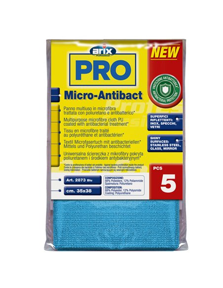 Conf 5 Panni multiuso Micro-Antibact 35x38cm blu Arix 3 2873