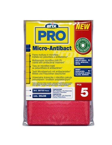 Conf 5 Panni multiuso Micro-Antibact 35x38cm rosa Arix 3 28733