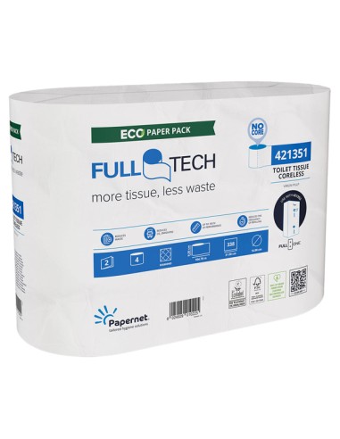 Pacco 4rt carta Igienica FullTech senza anima 104,78m bianco Papernet 421351