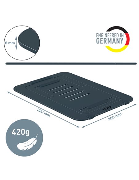 Supporto per Laptop Regolabile Ultrapiatto in Alluminio - Leitz 63460089 LEITZ SUPPORTI-BRACCI MONITOR-NOTEBOOK