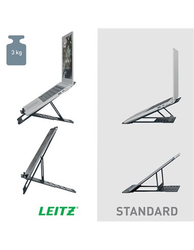 Supporto per Laptop Regolabile Ultrapiatto in Alluminio - Leitz 63460089 LEITZ SUPPORTI-BRACCI MONITOR-NOTEBOOK