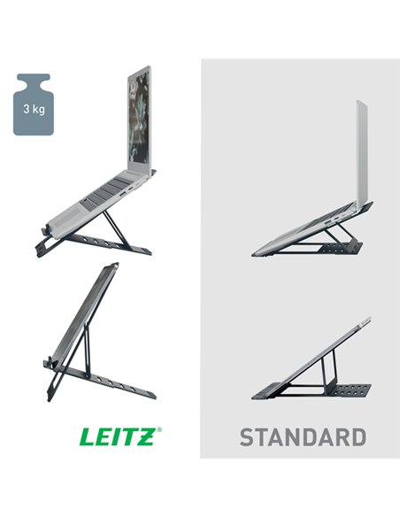 Supporto per Laptop Regolabile Ultrapiatto in Alluminio - Leitz 63460089 LEITZ SUPPORTI-BRACCI MONITOR-NOTEBOOK