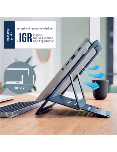 Supporto per Laptop Regolabile Ultrapiatto in Alluminio - Leitz 63460089 LEITZ SUPPORTI-BRACCI MONITOR-NOTEBOOK