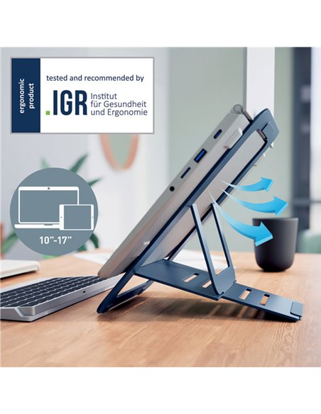 Supporto per Laptop Regolabile Ultrapiatto in Alluminio - Leitz 63460089 LEITZ SUPPORTI-BRACCI MONITOR-NOTEBOOK