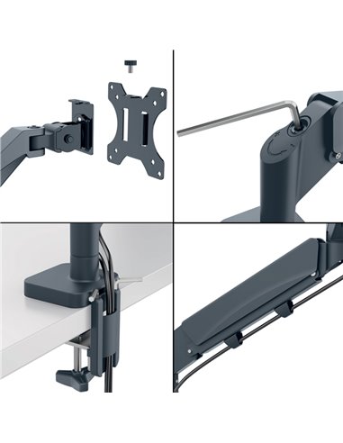 Braccio salvaspazio per monitor singolo grigio scuro Leitz 64890089 LEITZ SUPPORTI-BRACCI MONITOR-NOTEBOOK