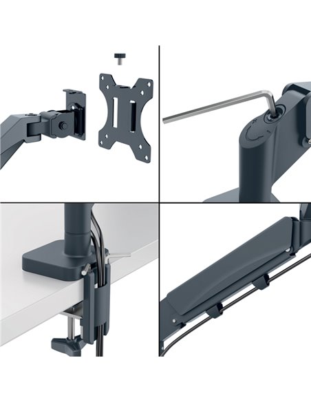 Braccio salvaspazio per monitor doppio grigio scuro Leitz 65370089 LEITZ SUPPORTI-BRACCI MONITOR-NOTEBOOK