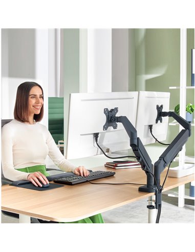 Braccio salvaspazio per monitor doppio grigio scuro Leitz 65370089 LEITZ SUPPORTI-BRACCI MONITOR-NOTEBOOK