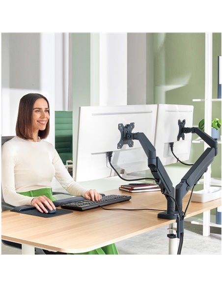 Braccio salvaspazio per monitor doppio grigio scuro Leitz 65370089 LEITZ SUPPORTI-BRACCI MONITOR-NOTEBOOK
