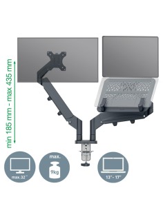 Braccio per doppio monitor laptop salvaspazio grigio scuro Leitz 65380089 LEITZ SUPPORTI-BRACCI MONITOR-NOTEBOOK 2