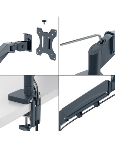 Braccio per doppio monitor laptop salvaspazio grigio scuro Leitz 65380089 LEITZ SUPPORTI-BRACCI MONITOR-NOTEBOOK