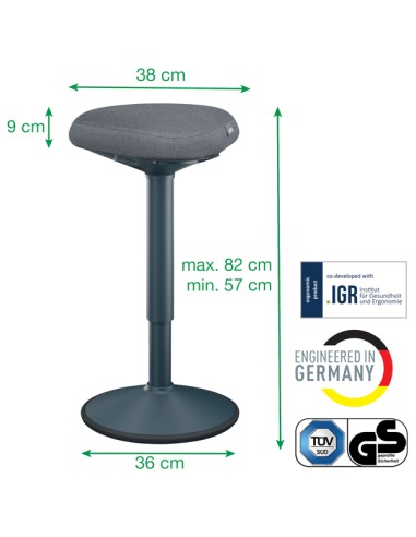 Sgabello Active Comfort in piedi grigio scuro Leitz 65450089 LEITZ SEDUTE TECNICHE E SGABELLI