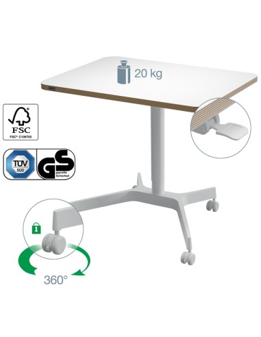 Scrivania Compatta pneumatica Sit-Stand mobile 80x60x75-114cm Leitz 65360001 LEITZ SIT STAND