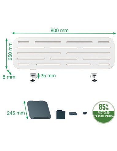 Pannello Forato grande per scrivanie compatte Sit-Stand 80x25x0,8cm c/supporto P 65490000