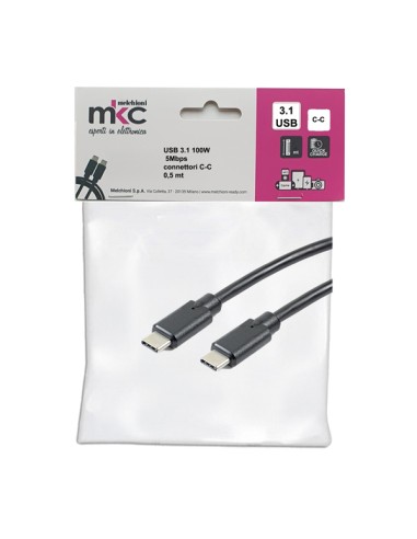 Cavo USB 3.0 100W 5Mbps con connettori C-C - 0,5mt 486611208