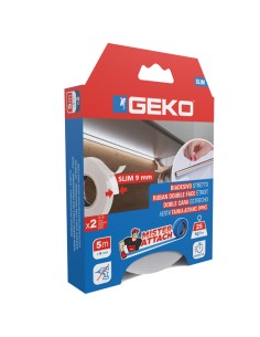 Conf 2 Nastri biadesivi SLIM Mister Attach 9mmx5m bianco Geko 8200400001