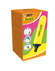 Astuccio 12 evidenziatori Flat giallo BIC® 517962
