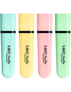 Astuccio 4 evidenziatori Flat colori assortiti pastel BIC® 517953 BIC COLORE LIQUIDO 2