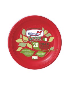 Conf 20 Piatti frutta compostabili Ø 17cm rosso Dopla 45028