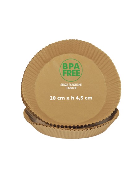 Conf 25 Vaschette cartaforno per friggitrice ad aria in busta Ø20cm x H4,5cm ava 29370
