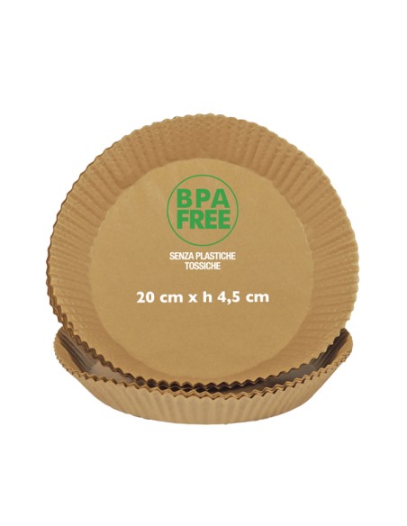 Conf 50 Vaschette cartaforno per friggitrice ad aria in astuccio Ø20cm x H4,5cm 29380
