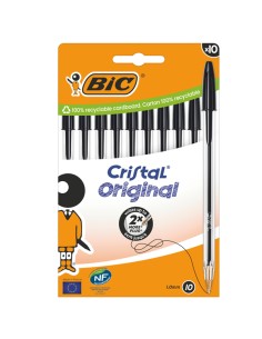 Scatola 10 penne sfera Cristal Original punta 1,0mm nero Bic 516353 BIC CON CAPPUCCIO