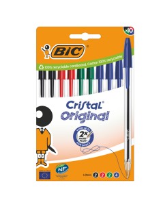 Scatola 10 penne sfera Cristal Original punta 1,0mm colori assortiti Bic 516354 BIC CON CAPPUCCIO