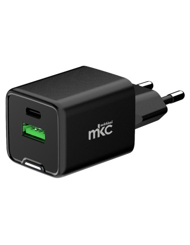 Caricatore USB 20W 1 USB-C+ 1 USB-A Nero -Mkc 49192900 MKC ADATTATORI-CARICATORI DA VIAGGIO E FINDER