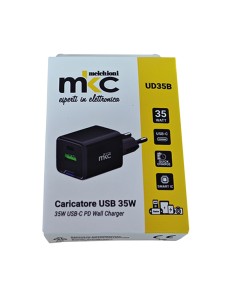 Caricatore USB 35W 1 USB-C+ 1 USB-A Nero-Mkc 491929602 MKC ADATTATORI-CARICATORI DA VIAGGIO E FINDER