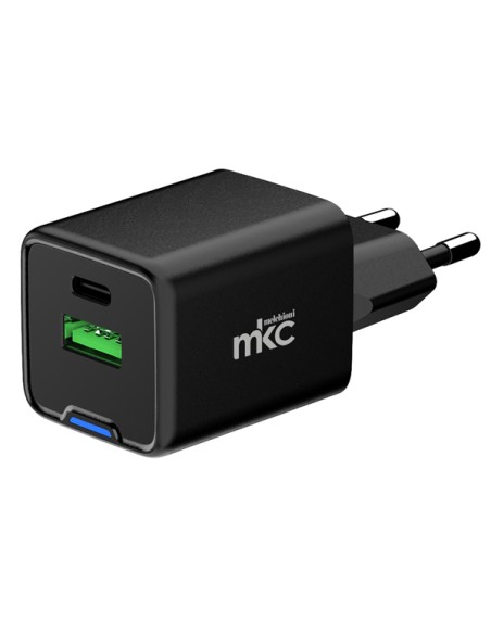 Caricatore USB 35W 1 USB-C+ 1 USB-A Nero-Mkc 491929602 MKC ADATTATORI-CARICATORI DA VIAGGIO E FINDER