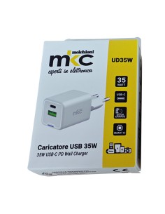 Caricatore USB 35W 1 USB-C+ 1 USB-A Bianco-Mkc 491929603 MKC ADATTATORI-CARICATORI DA VIAGGIO E FINDER