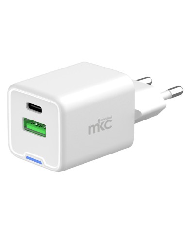 Caricatore USB 35W 1 USB-C+ 1 USB-A Bianco-Mkc 491929603 MKC ADATTATORI-CARICATORI DA VIAGGIO E FINDER