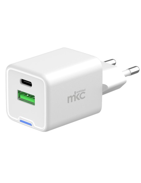 Caricatore USB 35W 1 USB-C+ 1 USB-A Bianco-Mkc 491929603 MKC ADATTATORI-CARICATORI DA VIAGGIO E FINDER