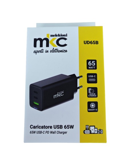 Caricatore USB 65W 2 USB-C+ 1 USB-A Nero-Mkc 491929605 MKC ADATTATORI-CARICATORI DA VIAGGIO E FINDER