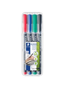 BUSTA 4 PENNARELLI LUMOCOLOR PERMANENT 313 SF 0.4MM 313WP4 STAEDTLER PERMANENTI